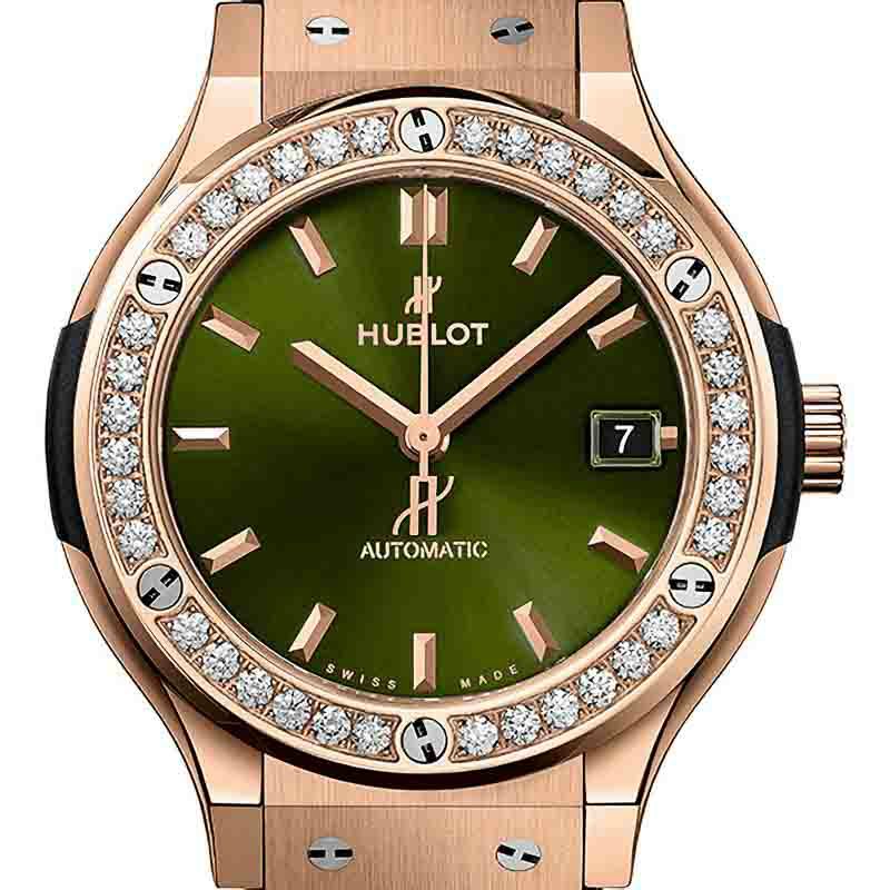 HUBLOT CLASSIC FUSION KING GOLD GREEN DIAMONDS ウブロ クラシック 