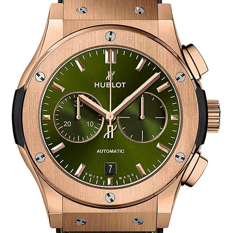 HUBLOT CLASSIC FUSION CHRONOGRAPH KING GOLD GREEN ウブロ  
