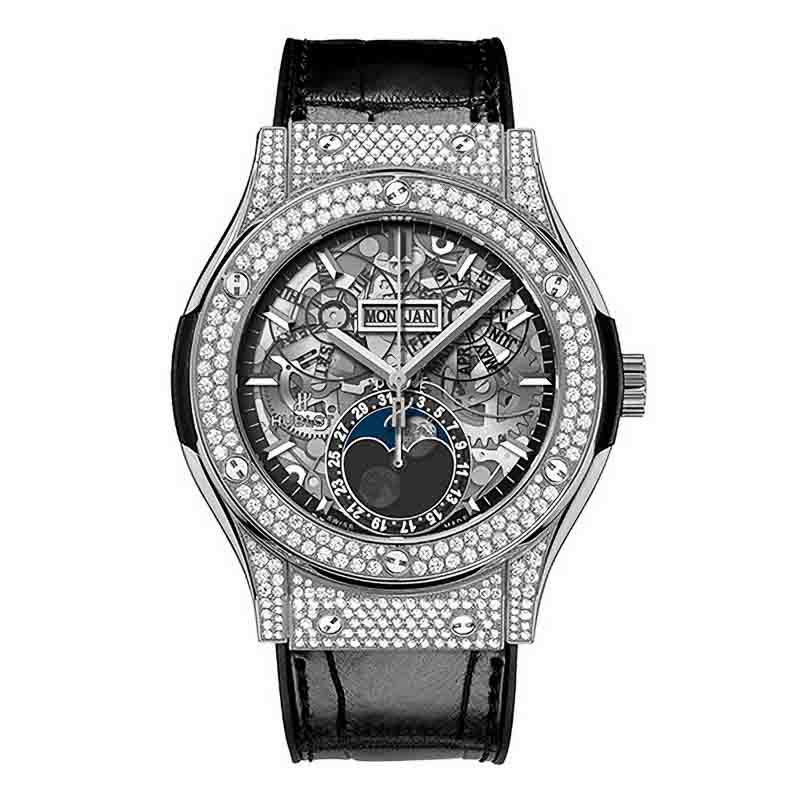 HUBLOT CLASSIC FUSION AERO FUSION MOONPHASE TITANIUM PAVE ウブロ  