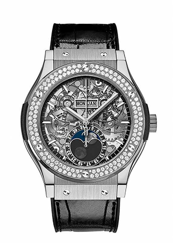 HUBLOT CLASSIC FUSION AERO FUSION MOONPHASE TITANIUM DIAMONDS  