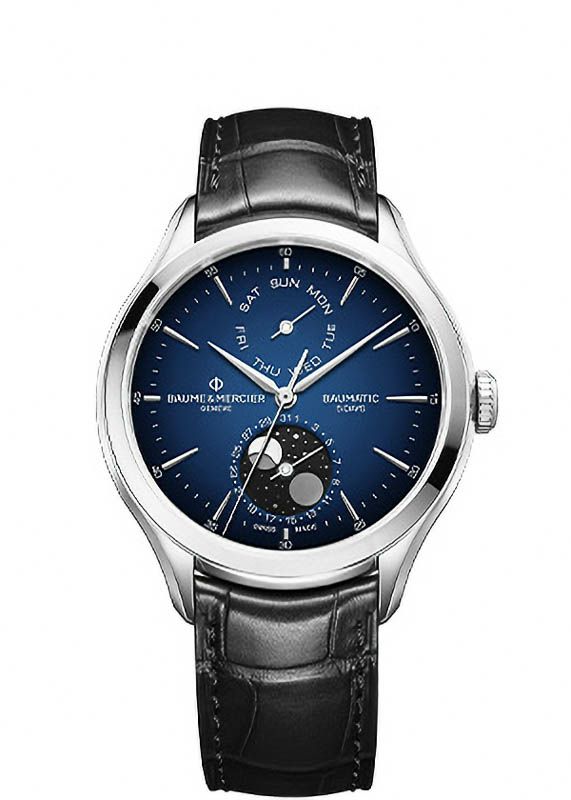 BAUME＆MERCIER CLIFTON BAUMATIC DAY-DATE/MOON-PHASE GRADIENT BLUE 10593 ボーム＆メルシエ クリフトン ボーマティック デイデイト/ムーンフェイズブルーグラデーション 10593 M0A10593