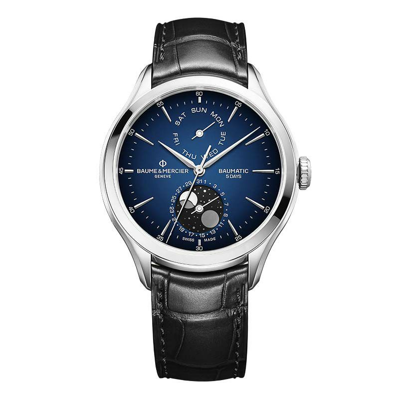 BAUMEu0026MERCIER CLIFTON BAUMATIC DAY-DATE/MOON-PHASE Gradient Blue 1059