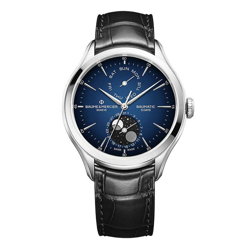 BAUME＆MERCIER CLIFTON BAUMATIC DAY-DATE/MOON-PHASE GRADIENT BLUE 10593 ボーム＆メルシエ クリフトン ボーマティック デイデイト/ムーンフェイズブルーグラデーション 10593 M0A10593