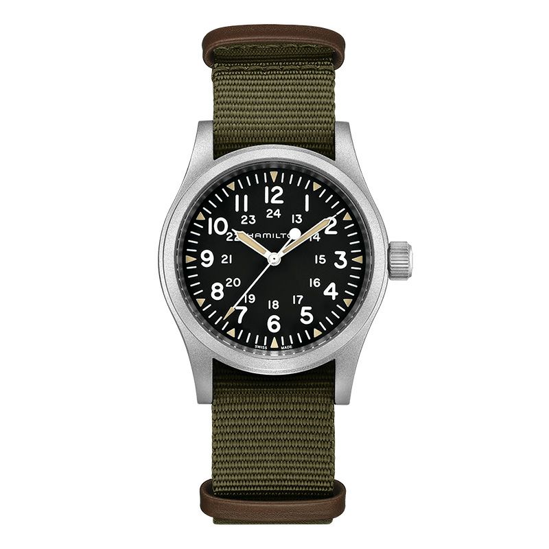 Hamilton Khaki Field Mechanical H69439931 on olive textile strap