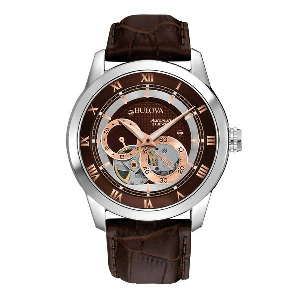BULOVA Classic 96A120 自動巻き 腕時計 ブラウン BULOVA 96a120 自動巻 オープンハート 茶色 時計 保証書付 Bulova