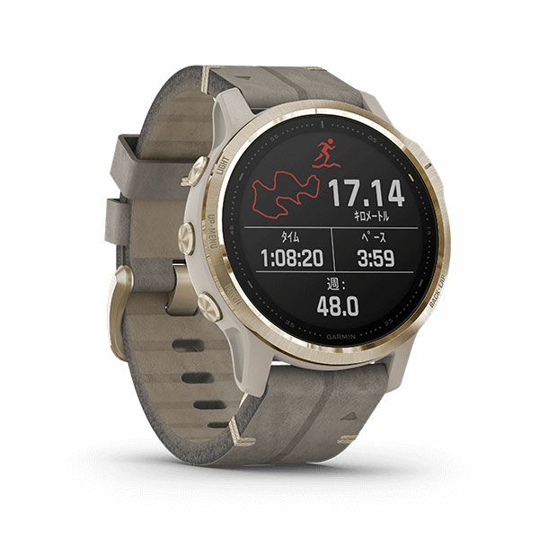GARMIN fenix 6S Sapphire Tundra Light Gold Leather band ガーミン フェニックス 6S サファイア ツンドラライトゴールド レザーバンド 010-02159-8M