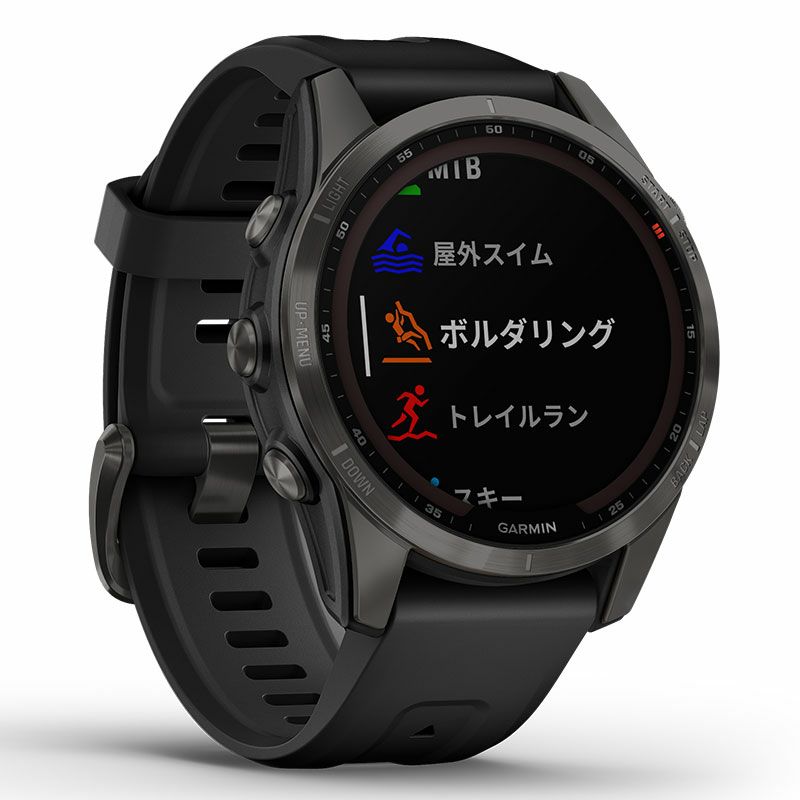 GARMIN fenix 7S Sapphire Dual Power Ti Carbon Gray DLC / Black ガーミン フェニックス 7S サファイア デュアルパワー Ti カーボン グレー DLC / ブラック 010-02539-48