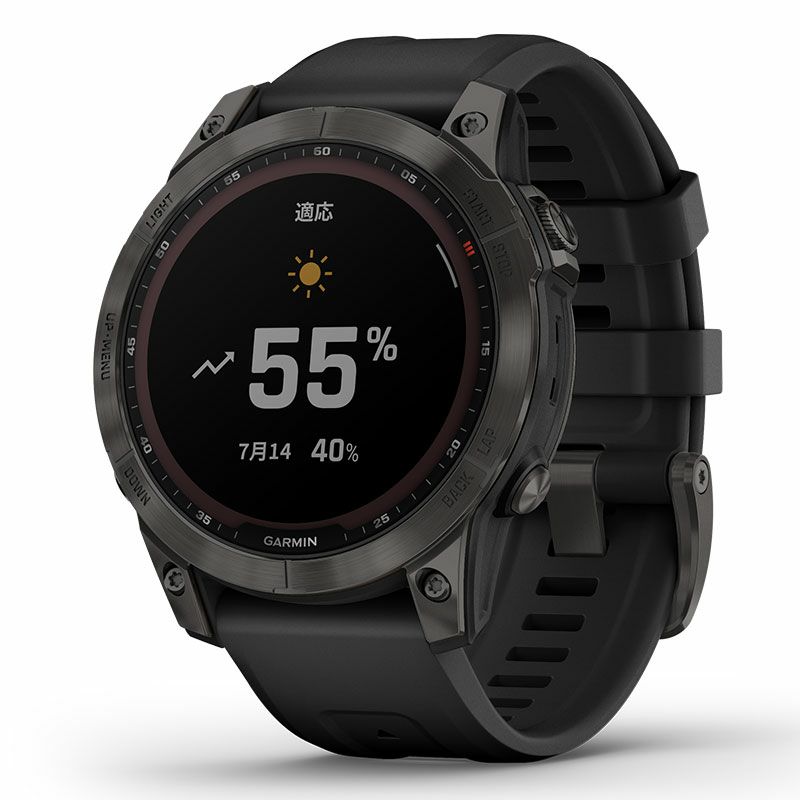 GARMIN fenix 7 Sapphire Dual Power Ti Carbon Gray DLC / Black , ガーミン フェニックス  7 サファイア デュアルパワー Ti カーボン グレー DLC / ブラック , 010-02540-29