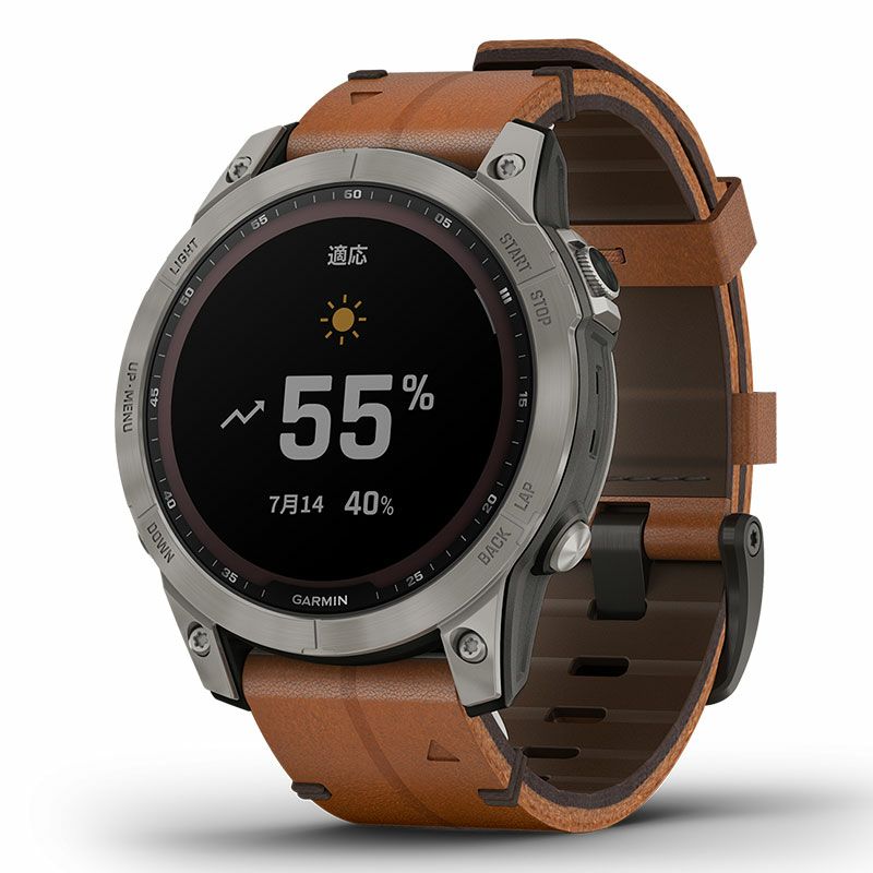 GARMIN fenix 7 Sapphire Dual Power Ti / Chestnut Leather Band