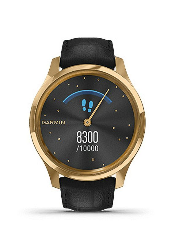 GARMIN vivomove Luxe Black Embossed Leather / 24K Gold PVD