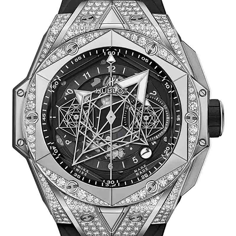 HUBLOT BIG BANG UNICO SANG BLEU II TITANIUM PAVE ウブロ