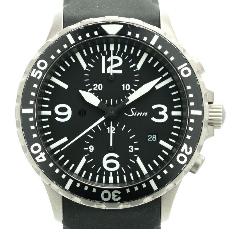 【仮】ジン【SINN】757.UTCメンズブラックステンレススティール腕時計時計BLACKSS【中古】
