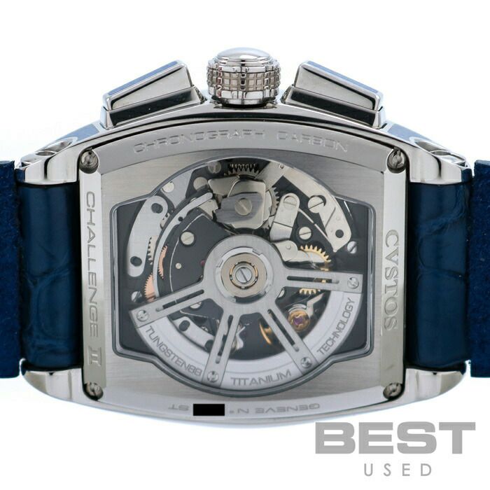 【仮】クストス【CVSTOS】チェレンジクロノCVT-CHR-CARBON-BLUEメンズスケルトンステンレススティール腕時計時計CHALLENGECHRONOSLKELTON(BLACK)SS【中古】