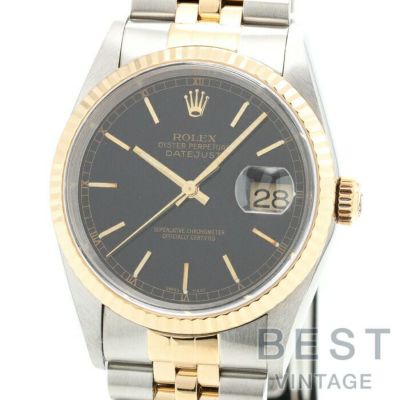 【仮】ロレックス【ROLEX】オイスターパーペチュアルデイトジャスト16233メンズブラックK18イエローゴールド/ステンレススティール腕時計時計OYSTERPERPETUALDATEJUSTBLACKK18YG/SS【中古】