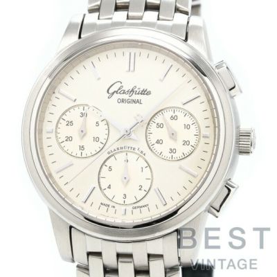 【仮】グラスヒュッテ・オリジナル【GLASHUTTEORIGINAL】セネタクロノグラフ39-31-03-03-04メンズアイボリーステンレススティール腕時計時計SENATORCHRONOGRAPHIVORYSS【中古】
