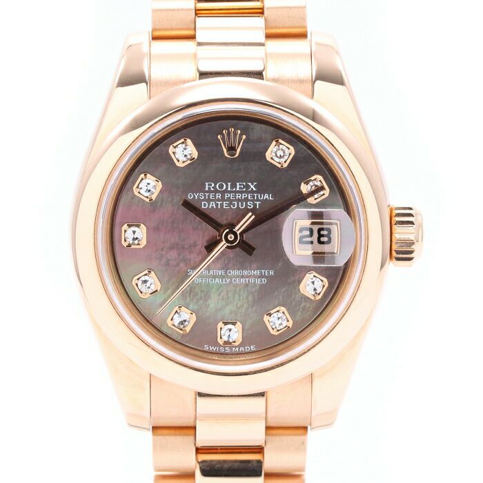 【仮】ロレックス【ROLEX】オイスターパーペチュアルデイトジャスト179165NGレディースブラックシェルK18ピンクゴールド腕時計時計OYSTERPERPETUALDATEJUSTBLACKSHELLK18PG【中古】