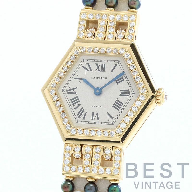 【中古】CARTIER  HEXAGONAL WATCH WITH FIVE ROWS PEARLS BRACELET  カルティエ ヘキサゴナルウォッチ 5ロウ パールブレスレット WK1002PF