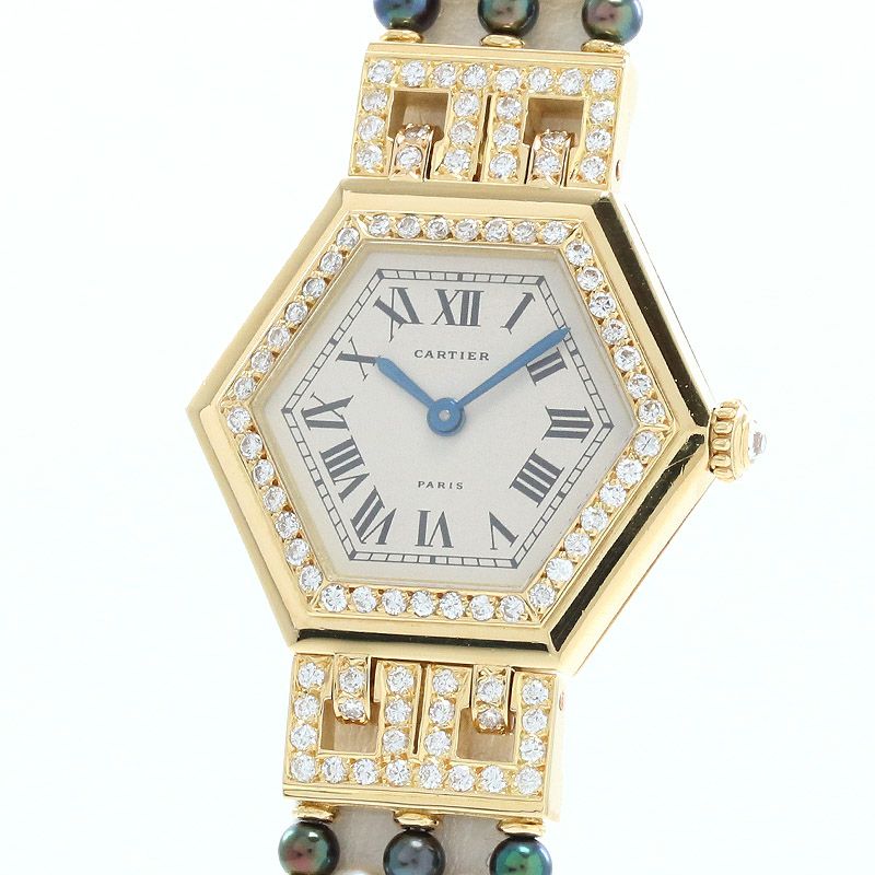 【中古】CARTIER  HEXAGONAL WATCH WITH FIVE ROWS PEARLS BRACELET  カルティエ ヘキサゴナルウォッチ 5ロウ パールブレスレット WK1002PF