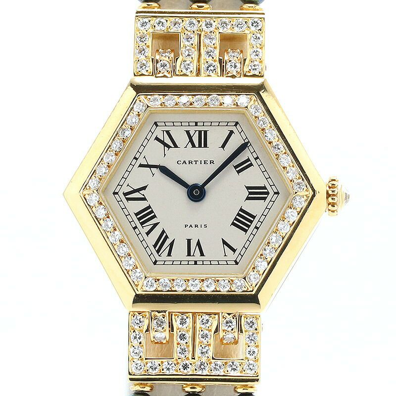 【中古】CARTIER  HEXAGONAL WATCH WITH FIVE ROWS PEARLS BRACELET  カルティエ ヘキサゴナルウォッチ 5ロウ パールブレスレット WK1002PF