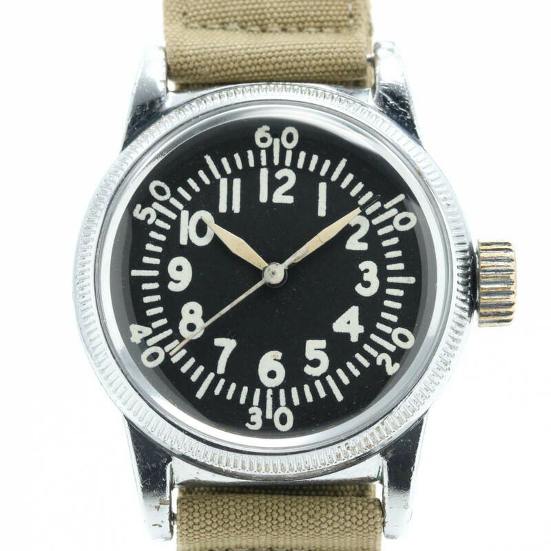 【仮】エルジン【ELGIN】A-11メンズブラックステンレススティール腕時計時計BLACKSS【中古】