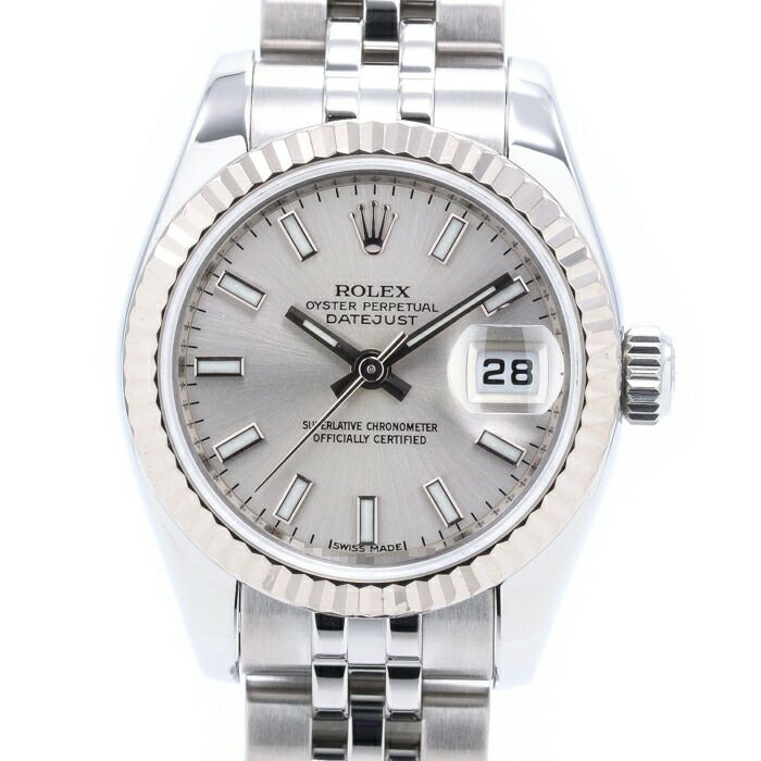 【仮】ロレックス【ROLEX】オイスターパーペチュアルデイトジャスト179174レディースシルバーK18ホワイトゴールド/ステンレススティール腕時計時計OYSTERPERPETUALDATEJUSTSILVERK18WG/SS【中古】