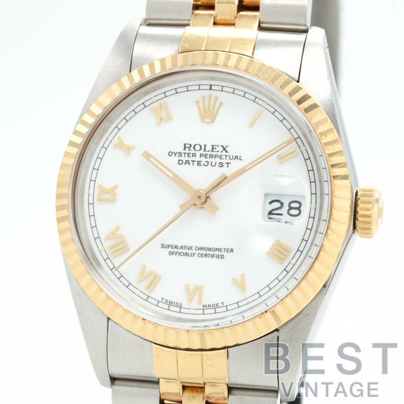 【仮】ロレックス【ROLEX】オイスターパーペチュアルデイトジャスト16013メンズホワイトK18イエローゴールド/ステンレススティール腕時計時計OYSTERPERPETUALDATEJUSTWHITEK18YG/SS【中古】
