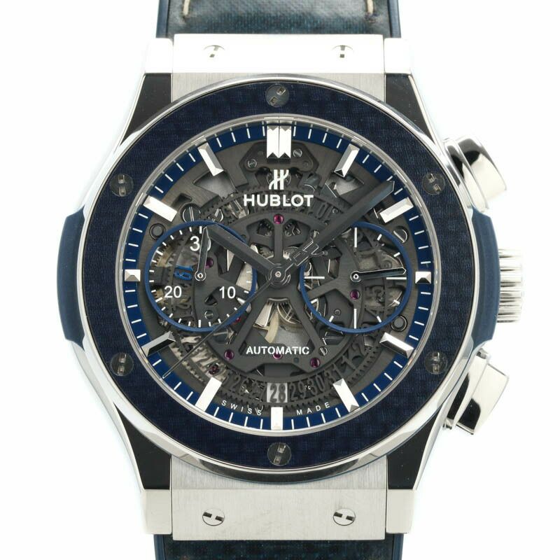 【仮】ウブロ【HUBLOT】クラシックフュージョンアエロフュージョンクロノグラフオールブルー田中将大525.NQ.0120.QR.MTK17メンズスケルトンチタン腕時計CLASSICFUSIONAEROFUSIONCHRONOGRAPHALLBLUEJAPANSKELETONTI【中古】