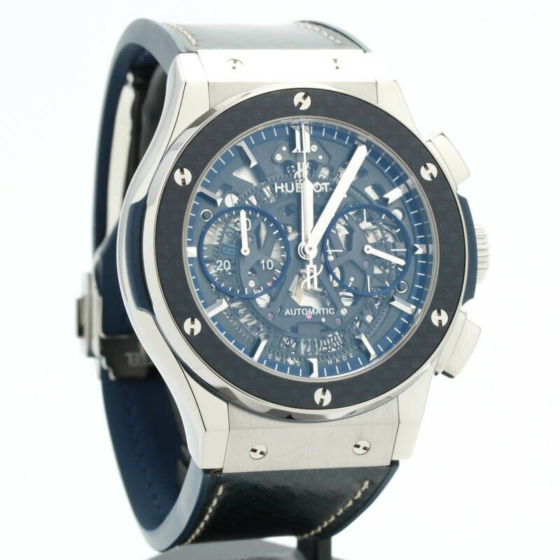 【仮】ウブロ【HUBLOT】クラシックフュージョンアエロフュージョンクロノグラフオールブルー田中将大525.NQ.0120.QR.MTK17メンズスケルトンチタン腕時計CLASSICFUSIONAEROFUSIONCHRONOGRAPHALLBLUEJAPANSKELETONTI【中古】