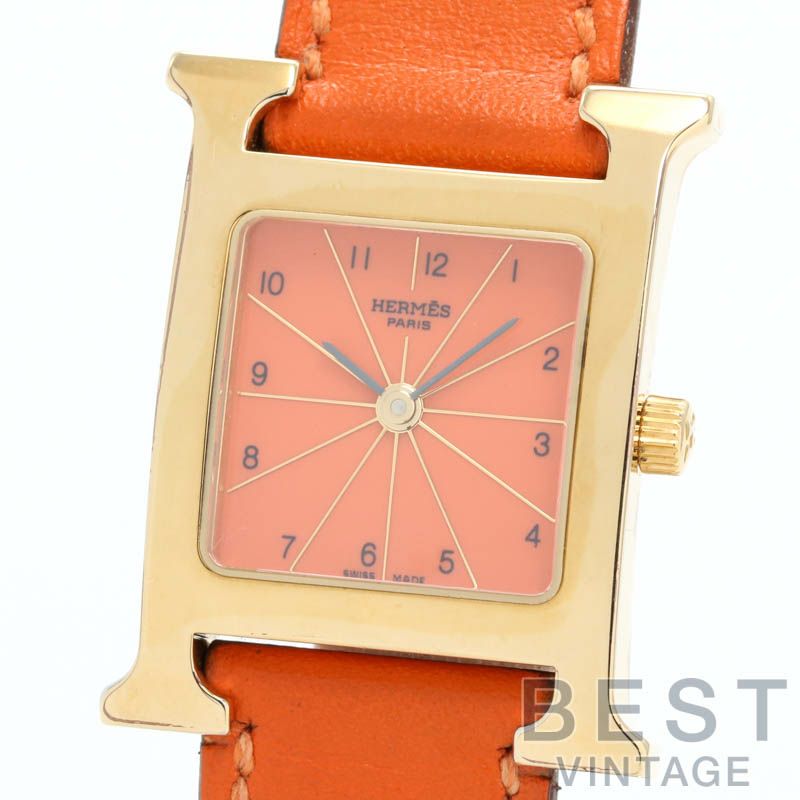 【仮】エルメス【HERMES】HウォッチHH1.201レディースオレンジゴールドプレーテッド腕時計時計HWATCHORANGEGP【中古】