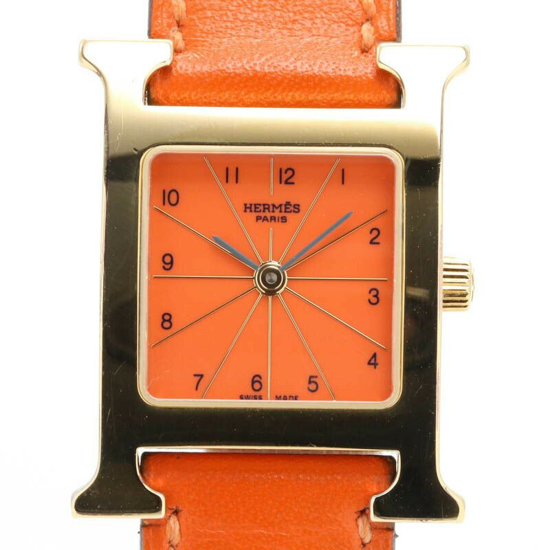 【仮】エルメス【HERMES】HウォッチHH1.201レディースオレンジゴールドプレーテッド腕時計時計HWATCHORANGEGP【中古】