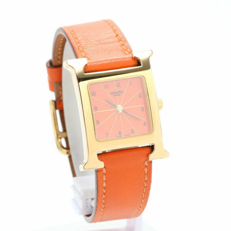 【仮】エルメス【HERMES】HウォッチHH1.201レディースオレンジゴールドプレーテッド腕時計時計HWATCHORANGEGP【中古】