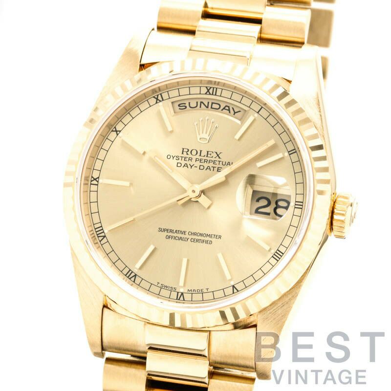 【仮】ロレックス【ROLEX】オイスターパーペチュアルデイデイト18238メンズシャンパンゴールドK18イエローゴールド腕時計時計OYSTERPERPETUALDAY-DATECHAMPAGNEGOLDCOMPUTERK18YG【中古】
