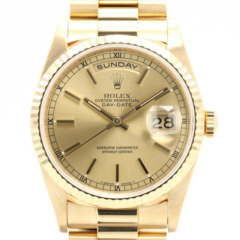【仮】ロレックス【ROLEX】オイスターパーペチュアルデイデイト18238メンズシャンパンゴールドK18イエローゴールド腕時計時計OYSTERPERPETUALDAY-DATECHAMPAGNEGOLDCOMPUTERK18YG【中古】