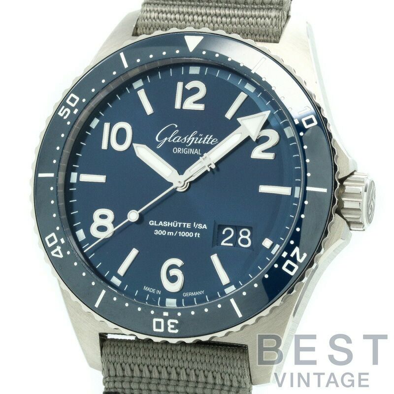 【仮】グラスヒュッテオリジナル【GLASHUTTEORIGINAL】SeaQパノラマデイトW13613028134メンズブルーステンレススティール腕時計時計SeaQPANORAMADATEBLUESS【中古】
