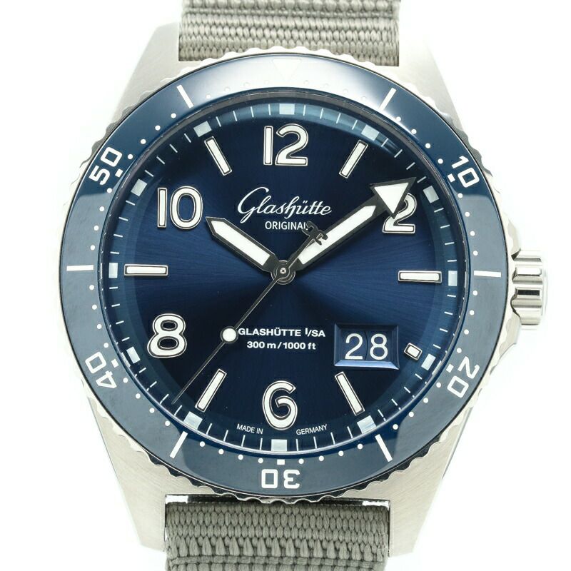 【仮】グラスヒュッテオリジナル【GLASHUTTEORIGINAL】SeaQパノラマデイトW13613028134メンズブルーステンレススティール腕時計時計SeaQPANORAMADATEBLUESS【中古】