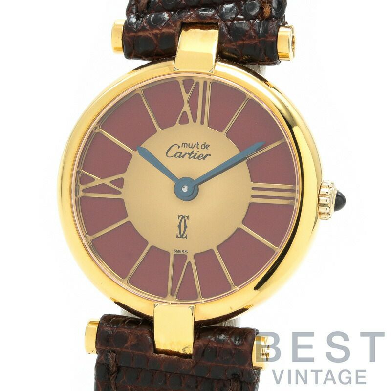【仮】カルティエ【CARTIER】マストヴァンドーム-レディースレッドシルバー925/金メッキ腕時計時計MUSTVENDOMEREDGF【中古】