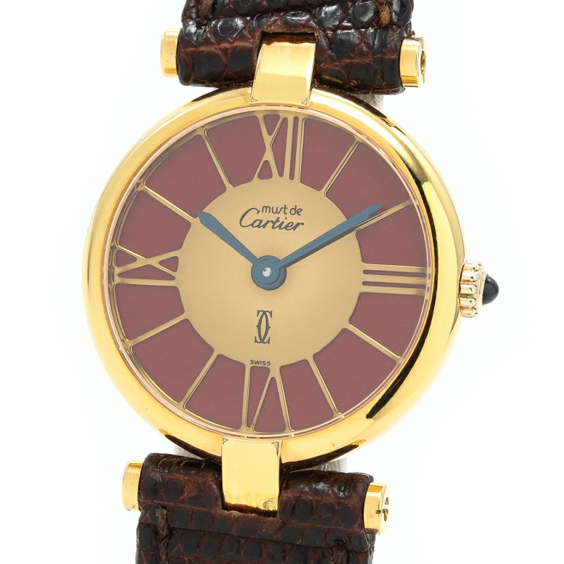 【仮】カルティエ【CARTIER】マストヴァンドーム-レディースレッドシルバー925/金メッキ腕時計時計MUSTVENDOMEREDGF【中古】