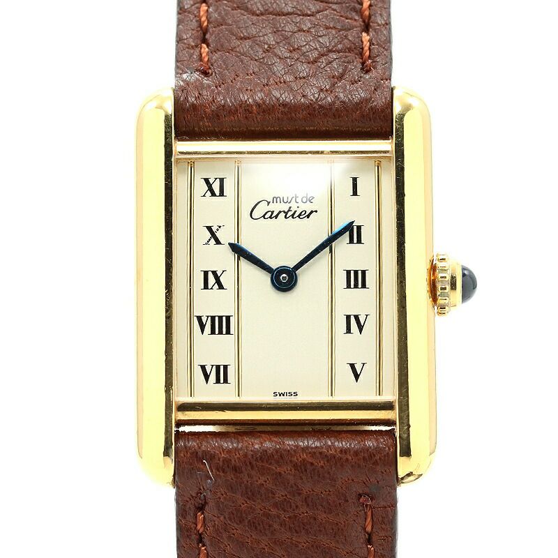 【仮】カルティエ【CARTIER】マストタンクヴェルメイユW1003053レディースアイボリーシルバー925/イエローゴールドメッキ腕時計時計MUSTTANKVERMEILIVORYGF【中古】