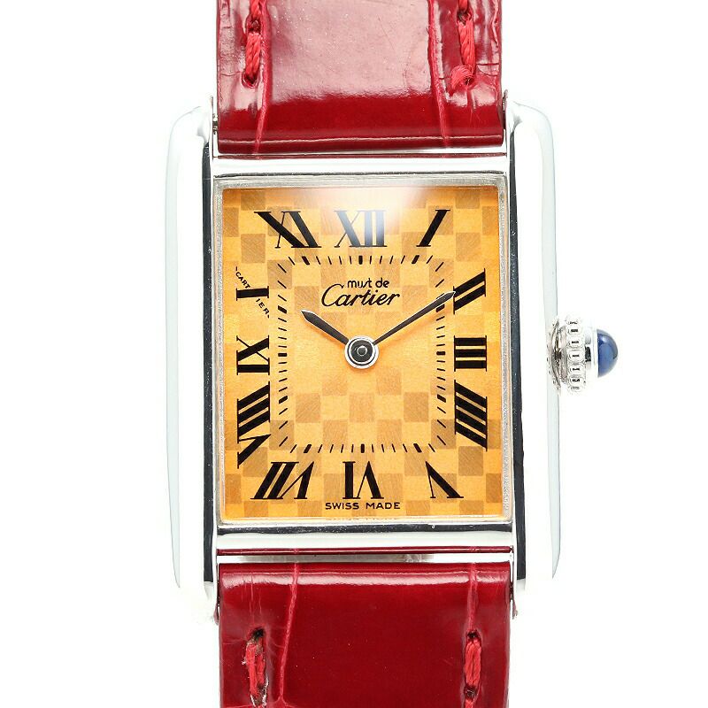 【仮】カルティエ【CARTIER】マストタンク2003年クリスマス限定W1017654レディースオレンジシルバー腕時計時計MUSTTANK2003CHRISTMASLIMITEDORANGESV【中古】