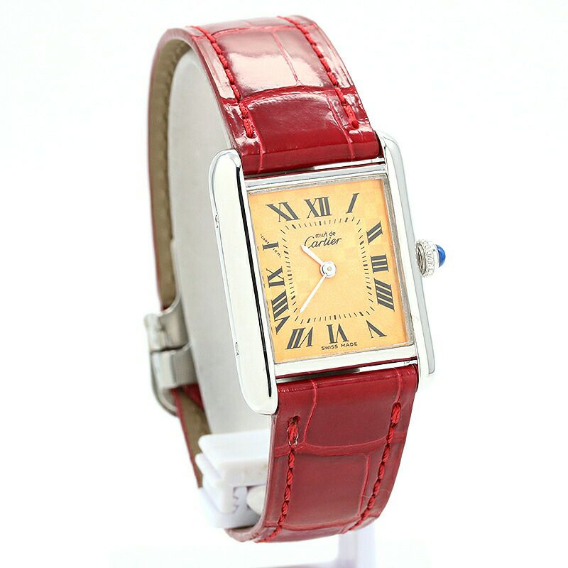 【仮】カルティエ【CARTIER】マストタンク2003年クリスマス限定W1017654レディースオレンジシルバー腕時計時計MUSTTANK2003CHRISTMASLIMITEDORANGESV【中古】