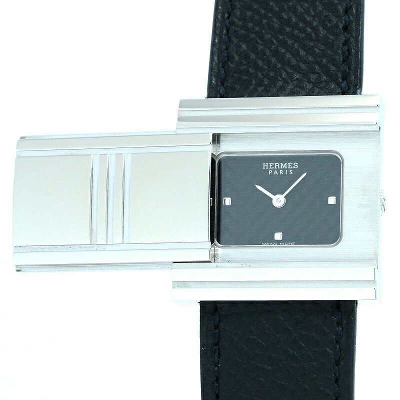 【仮】エルメス【HERMES】グリザードGL1.150レディースブラックステンレススティール腕時計時計GRISARDBLACKSS【中古】