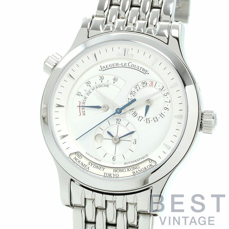 【仮】ジャガールクルト【JAEGER-LECOULTRE】マスタージオグラフィークQ1428120(142.8.92)メンズシルバーステンレススティール腕時計時計MASTERGEOGRAPHICSILVERSS【中古】