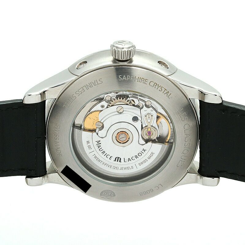 【仮】モーリスラクロア【MAURICELACROIX】レクラシックムーンフェイズLC6068-SS001-33ESメンズブラックステンレススティール腕時計時計LESCLASSIQUESMOONPHASEBLACKSS【中古】