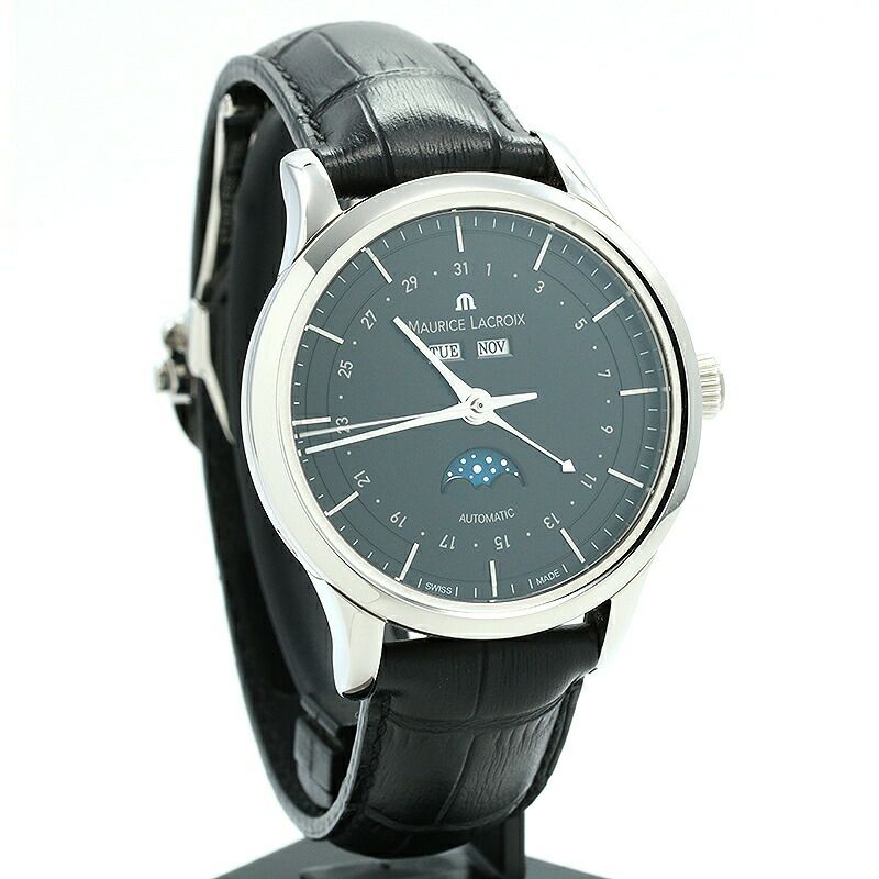 【仮】モーリスラクロア【MAURICELACROIX】レクラシックムーンフェイズLC6068-SS001-33ESメンズブラックステンレススティール腕時計時計LESCLASSIQUESMOONPHASEBLACKSS【中古】