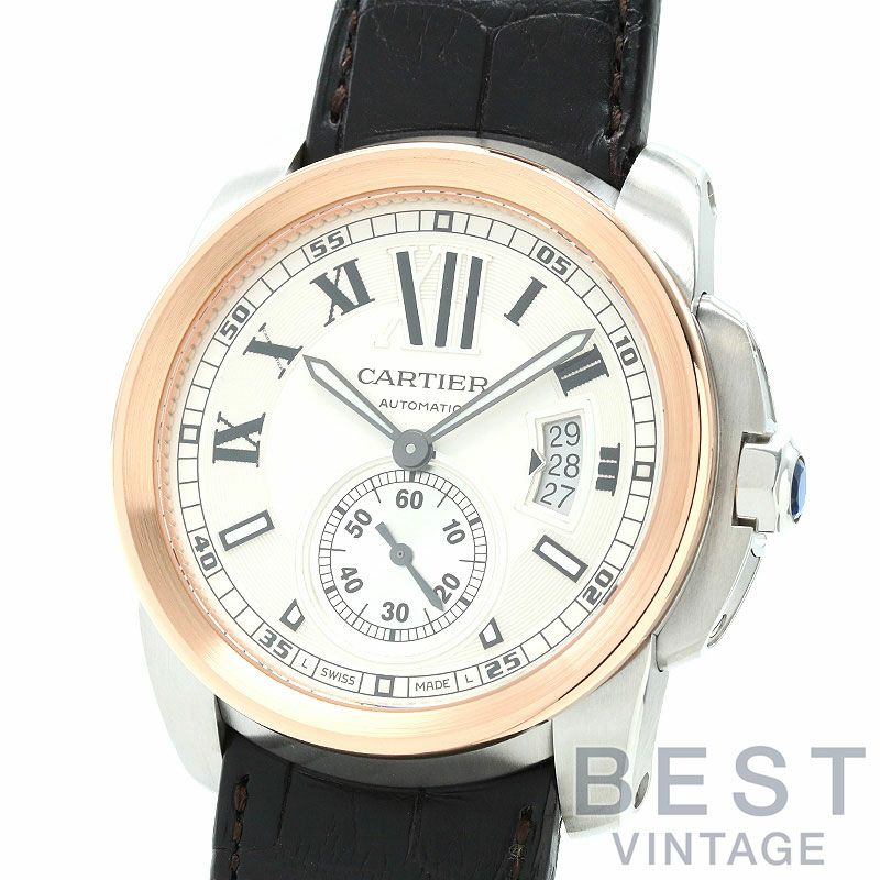 【仮】カルティエ【CARTIER】カリブルドゥカルティエウォッチLMW7100039メンズシルバーK18ピンクゴールド/ステンレススティール腕時計時計CALIBREDECARTIERWATCHLMSILVERK18PG/SS【中古】