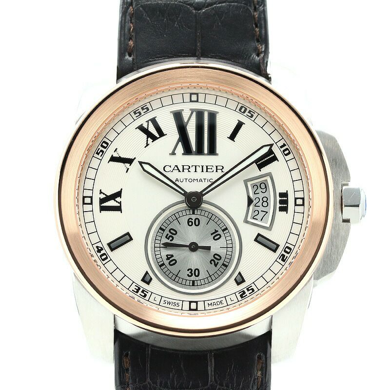 【仮】カルティエ【CARTIER】カリブルドゥカルティエウォッチLMW7100039メンズシルバーK18ピンクゴールド/ステンレススティール腕時計時計CALIBREDECARTIERWATCHLMSILVERK18PG/SS【中古】