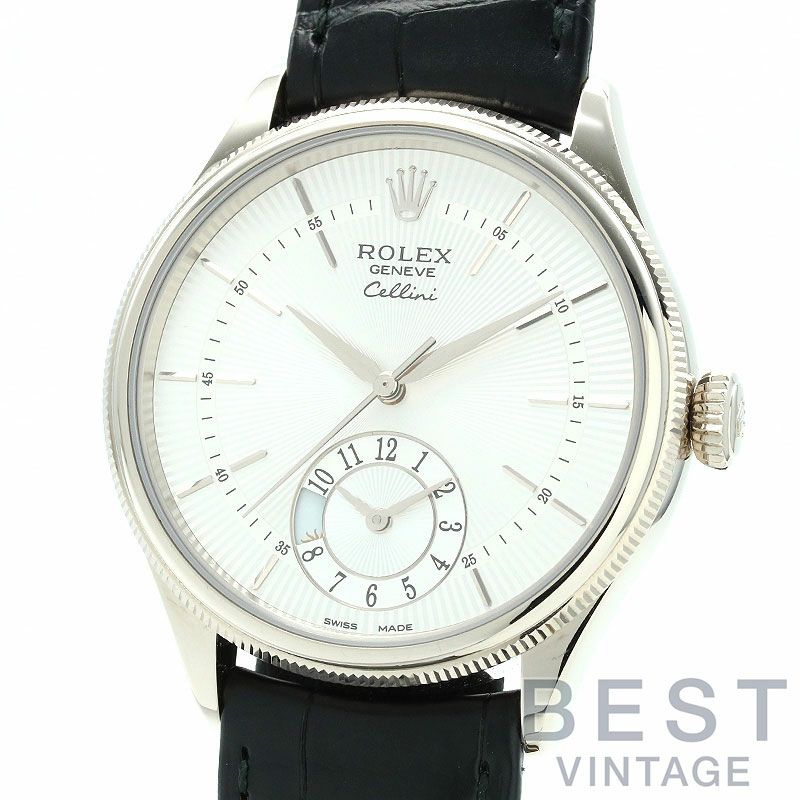 【仮】ロレックス【ROLEX】チェリーニデュアルタイム50529メンズシルバーK18ホワイトゴールド腕時計時計CELLINIDUALTIMESILVERK18WG【中古】