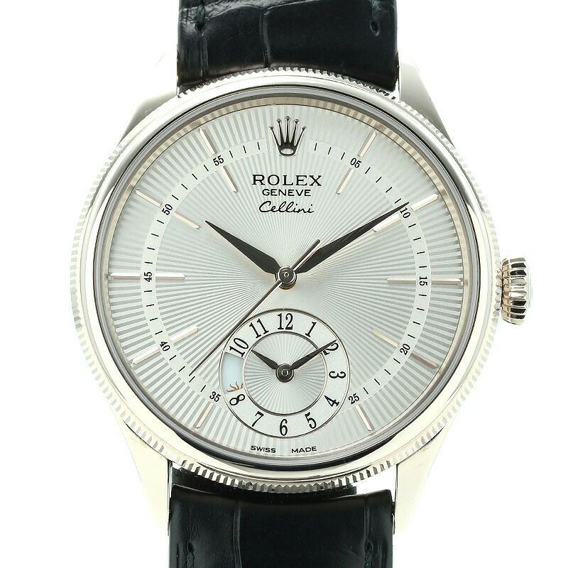 【仮】ロレックス【ROLEX】チェリーニデュアルタイム50529メンズシルバーK18ホワイトゴールド腕時計時計CELLINIDUALTIMESILVERK18WG【中古】