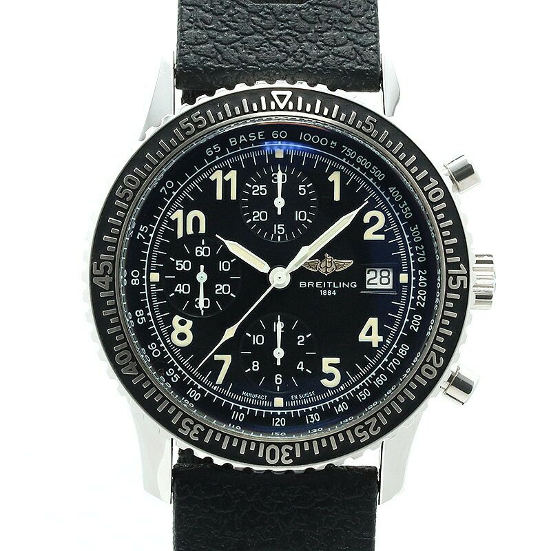 【仮】ブライトリング【BREITLING】アヴィアスターA13024(A130B20)メンズブラックステンレススティール腕時計時計AVIASTARBLACKSS【中古】