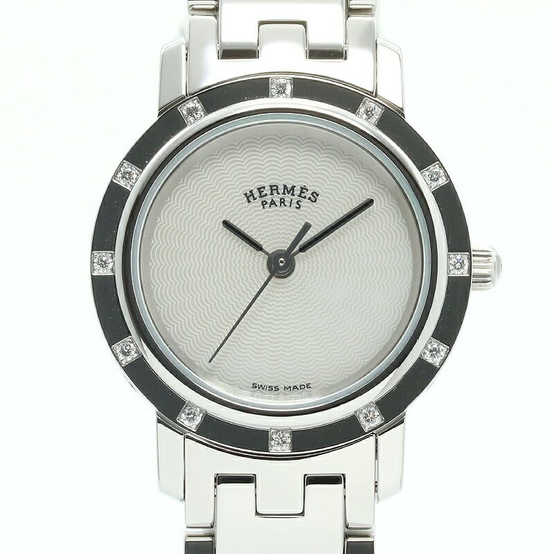 【仮】エルメス【HERMES】クリッパーナクレCL4.230レディースホワイトシェルステンレススティール腕時計時計CLIPPERNACREWHITESHELLSS【中古】